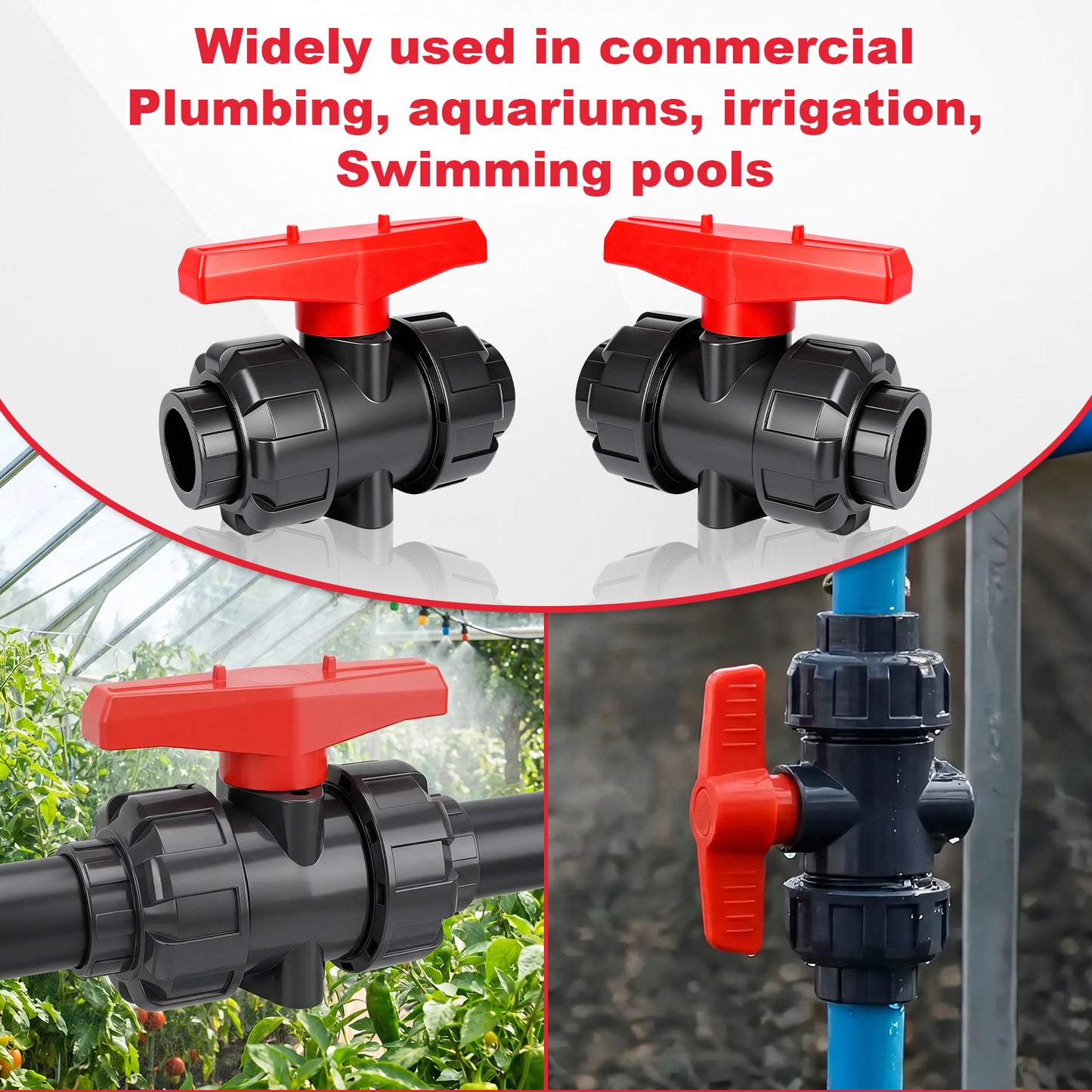 UPVC Double-Ended Ball Valve, Screw-On Water Valve, Plastic Valve for PVC Pipe