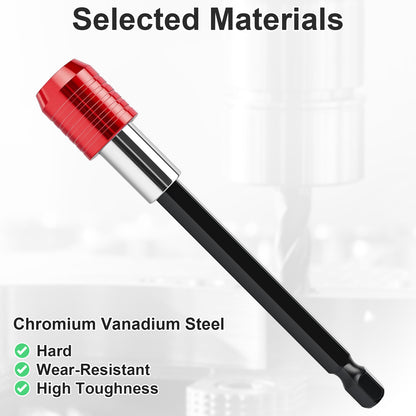 CR-V Drill Bit Extension Bar, Made of Durable Chromium Vanadium Steel, Hard & Wear-Resistant