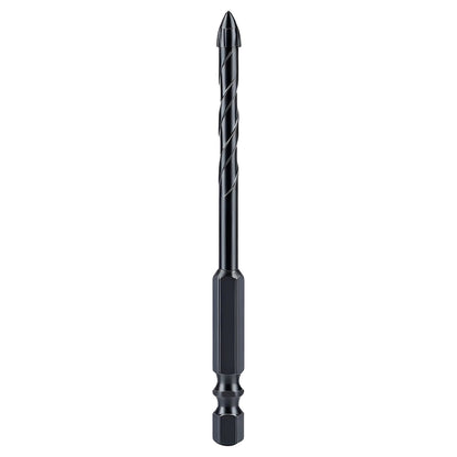 Black drill bit on a white background