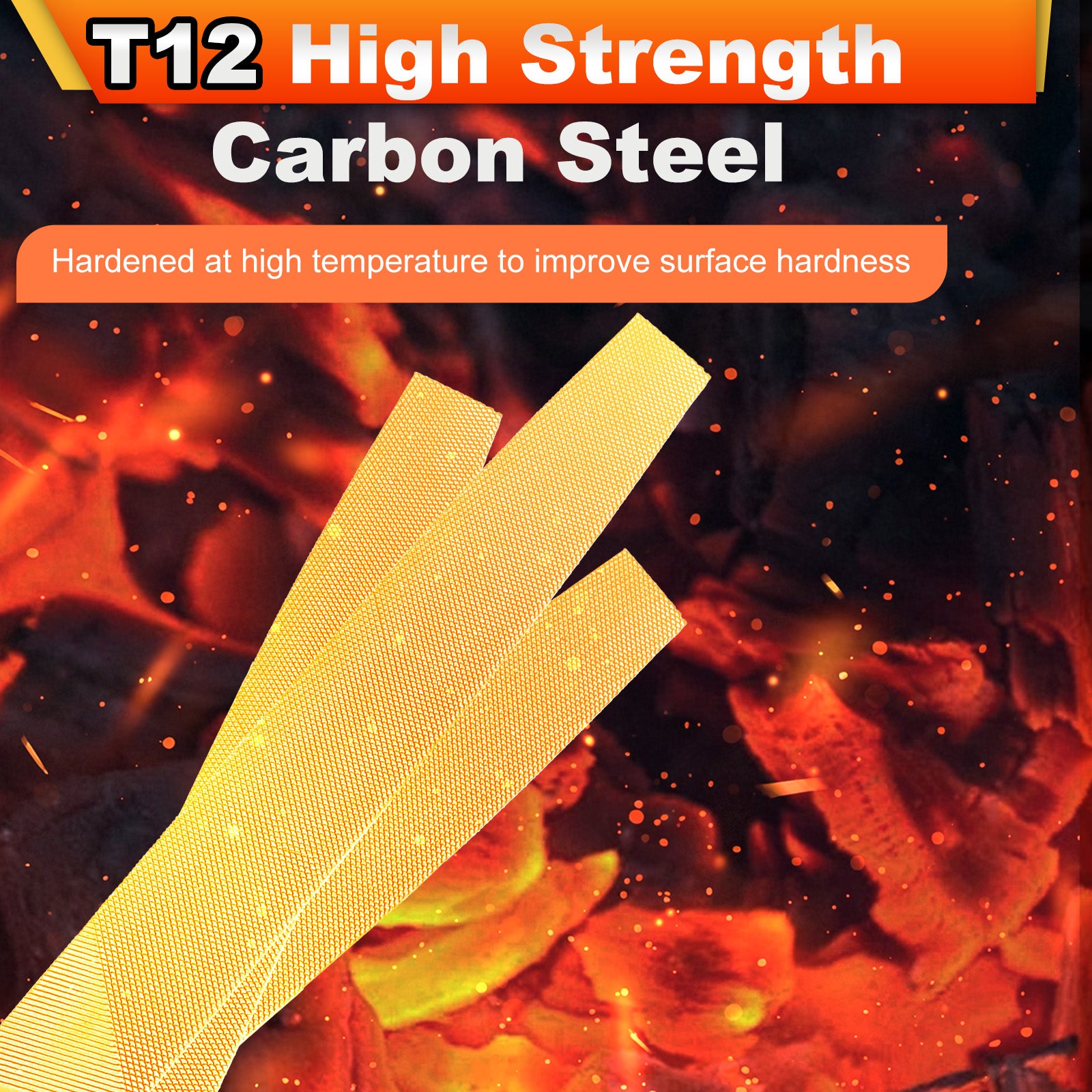 High strength carbon steel strip with fiery background