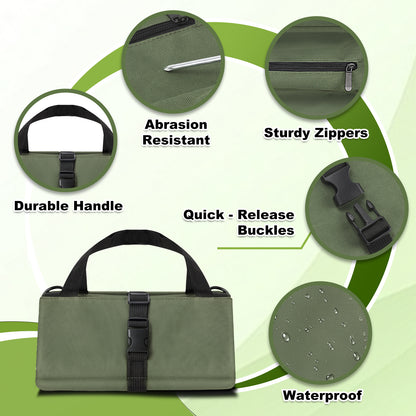 Green bag with features highlighted on a green background