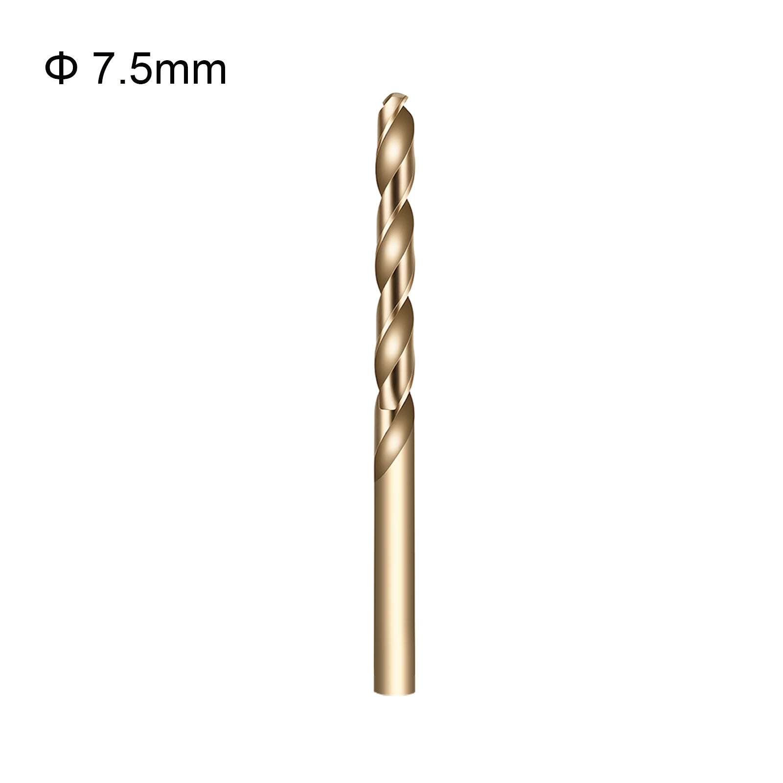 Gold drill bit with size 7.5mm on a white background