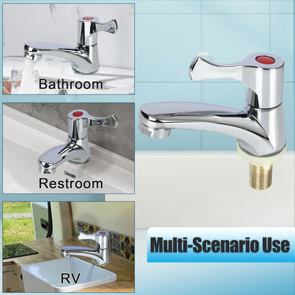 Zinc Alloy Single Cold Desktop Faucet with 3/8" NPT Hose, Quick-Open Brass Valve Core