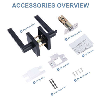 Door lock accessories set with labeled parts on a white background