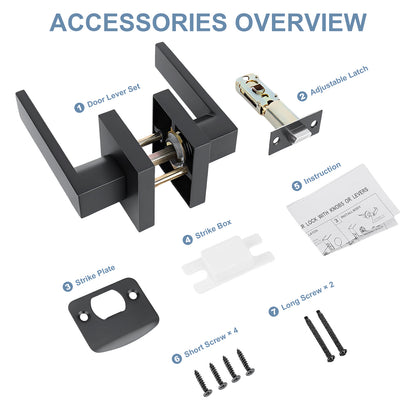 Door lock accessories set with labels on a white background
