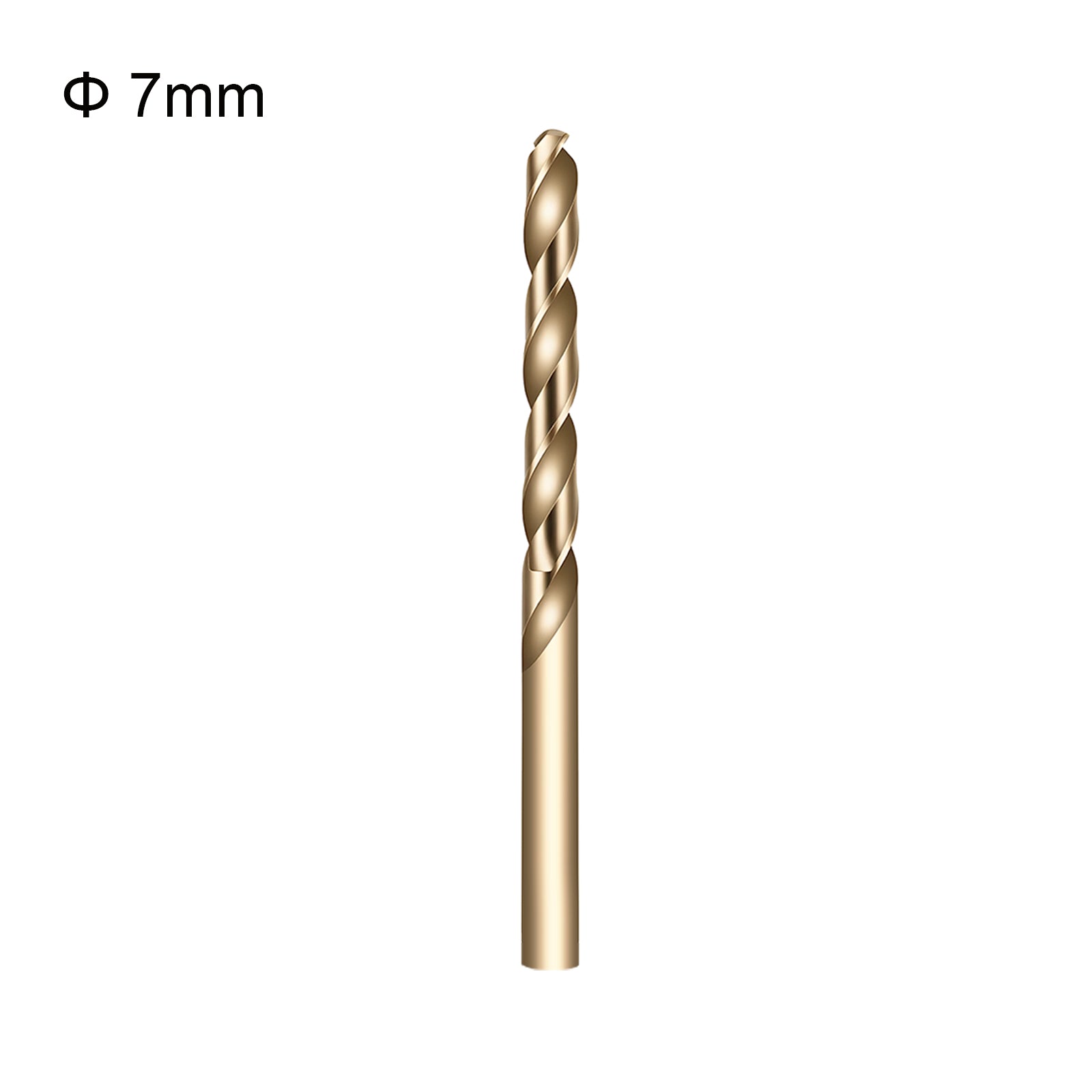 Gold drill bit with a diameter of 7mm on a white background