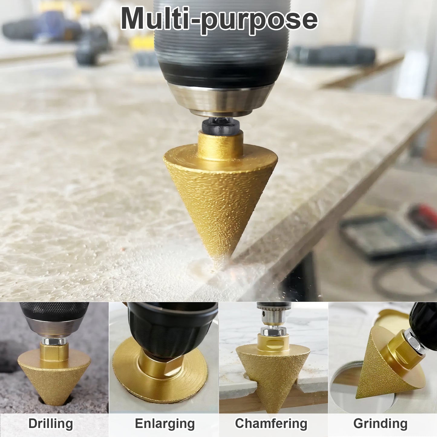 Multi-Purpose Diamond Chamfer Bit, for Drilling, Enlarging, Chamfering, Grinding Tile & Stone