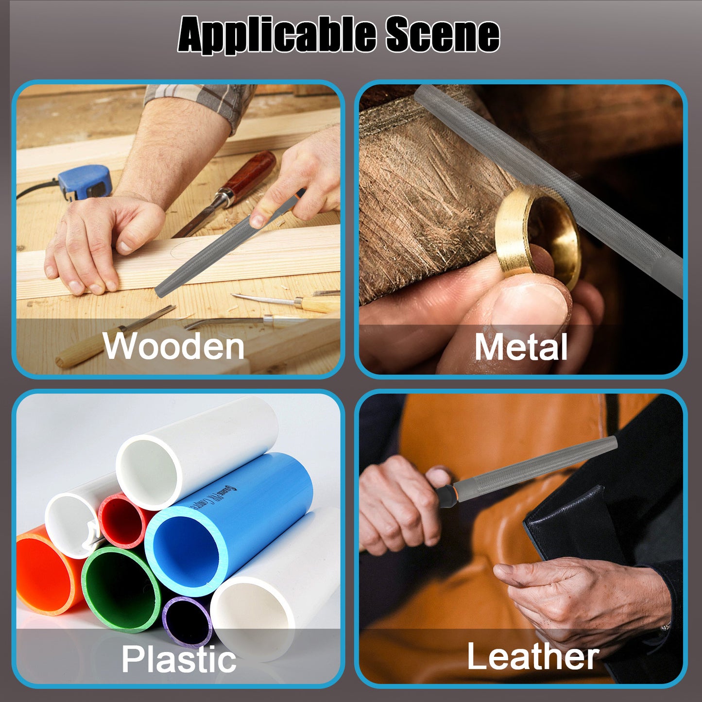 Half-Round File, High Carbon Steel with Ergonomic Rubber Handle for Wood, Metal & Plastic