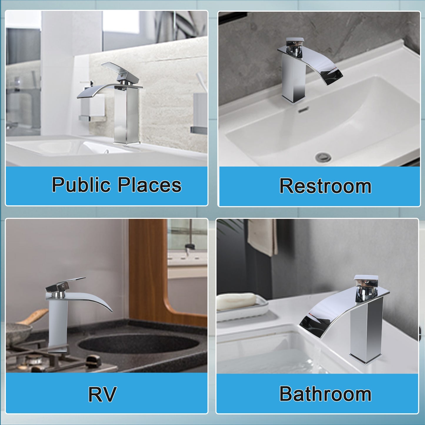 Waterfall Hot & Cold Bathroom Faucet - Silver