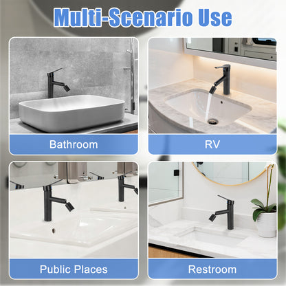 Collage of sinks in different settings with text indicating multi-scenario use.