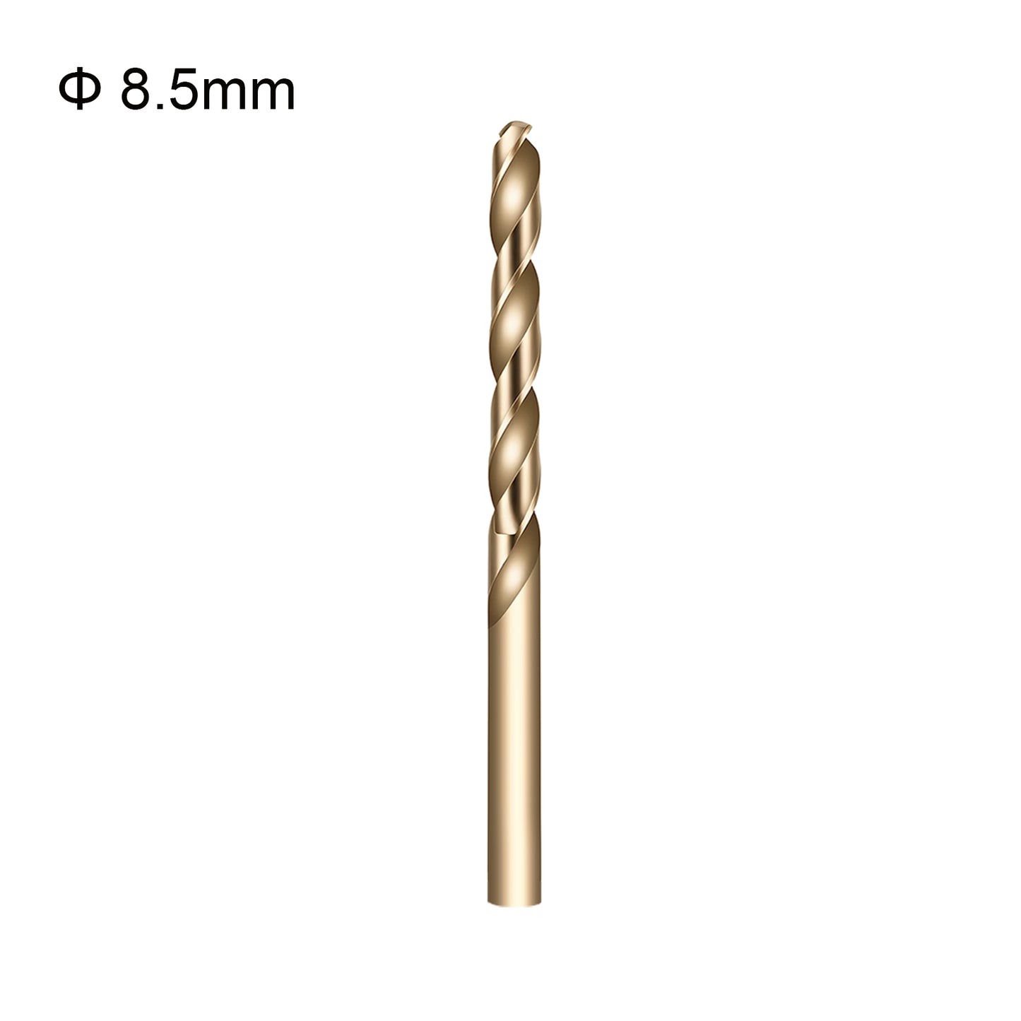 Gold drill bit with size 8.5mm on a white background
