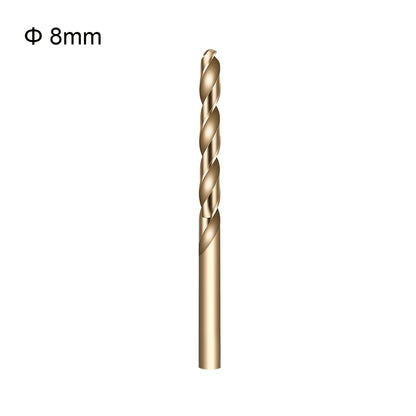 Gold drill bit with size 8mm on a white background