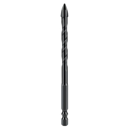 Black drill bit on a white background