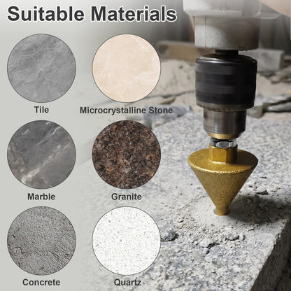 Diamond Chamfer Bit with Cooling Wax for Tile, Marble, Granite, Quartz, Concrete, Stone