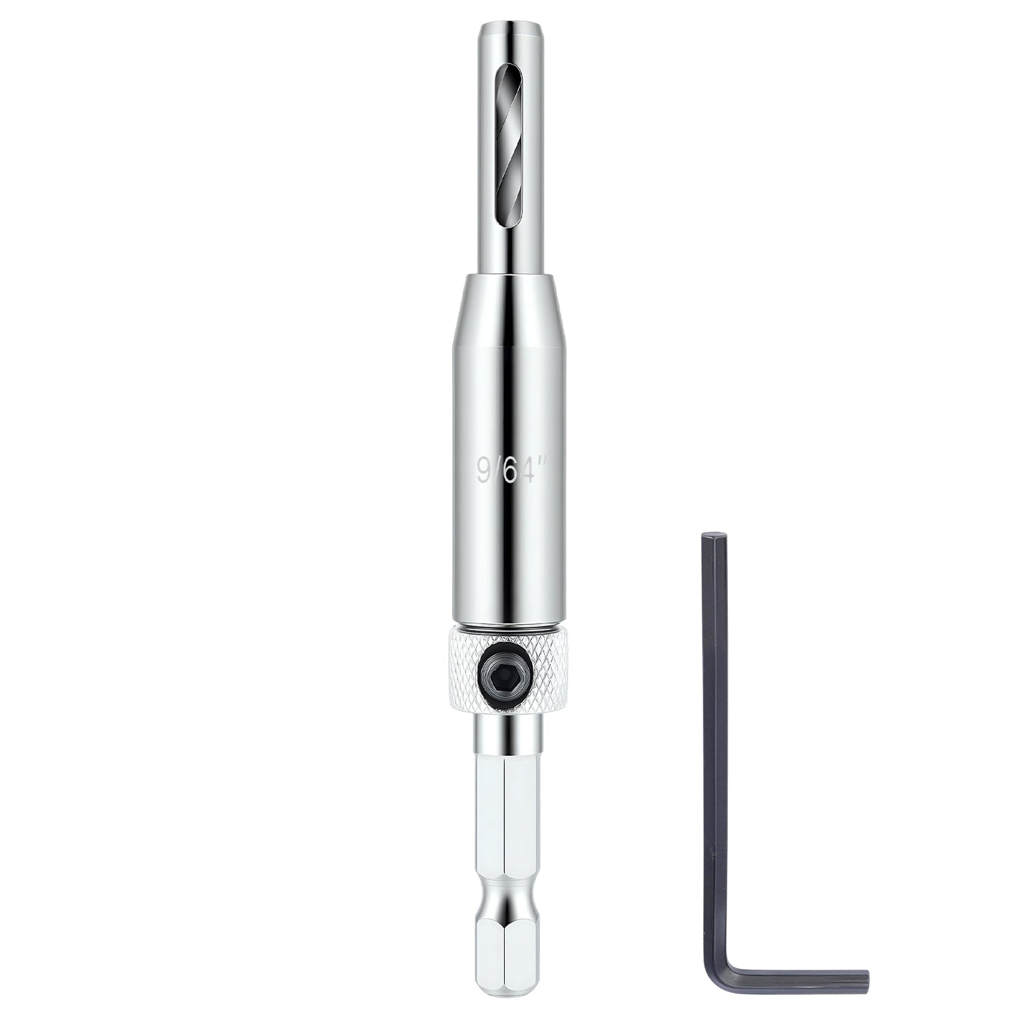 HSS self-centering drill bit 9/64 inch with 1/4 inch hex shank for clean and precise drilling in wood and plastic