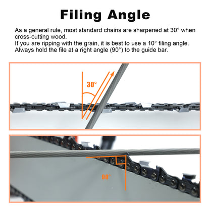 Chainsaw File Kit 9pcs, Round Files 5/32" 3/16" 7/32", Guide, Gauges & Wood Handle