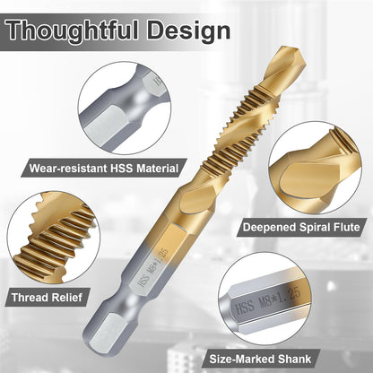 Gold drill bit with detailed features on a gray background