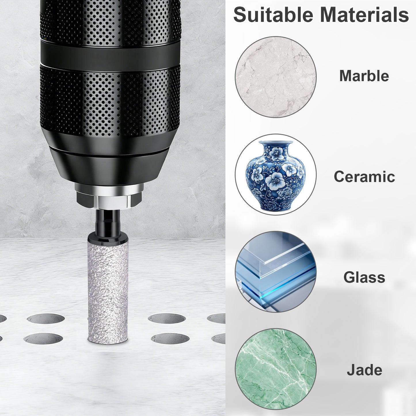 4-Piece Diamond Core Drill Bit Set & Singles (1/4" to 1/2") | All-Grit for Tile, Stone, Glass