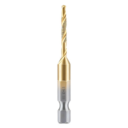 Gold drill bit on a white background