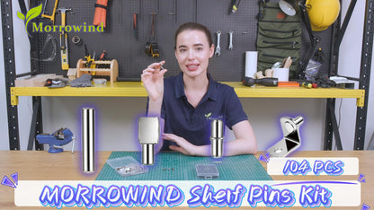 104 PCS Shelf Pins Kit, 5mm & 1/4 " Nickel Plated Shelf Support Pegs for Kitchen Cabinets, Bookcases, Closets & Furniture