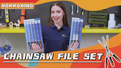 Chainsaw File Set, 5PCS Round Steel Sharpening Files with Handle