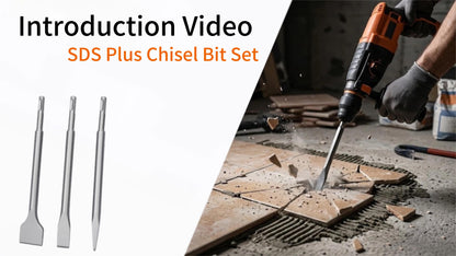 SDS Plus Chisel Set 3Pcs, 40Cr Steel Pointed Flat Scaling Chisel with Storage Case
