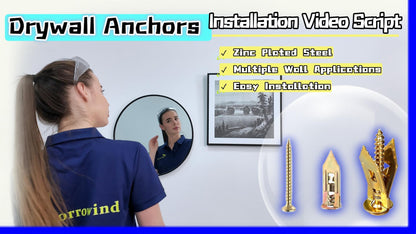 100PCS Drywall Anchors with Screws, Zinc Plated Steel, 12 × 30mm