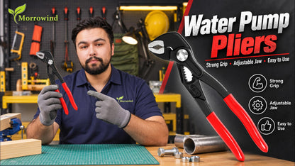 Chrome Vanadium Steel Water Pump Pliers, Adjustable Grip with V-Shaped Jaws