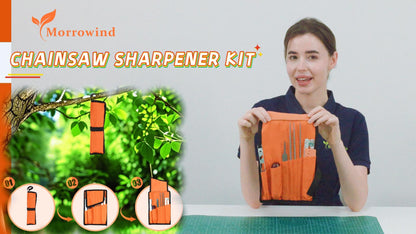 Chainsaw File Kit 9pcs, Round Files 5/32" 3/16" 7/32", Guide, Gauges & Wood Handle